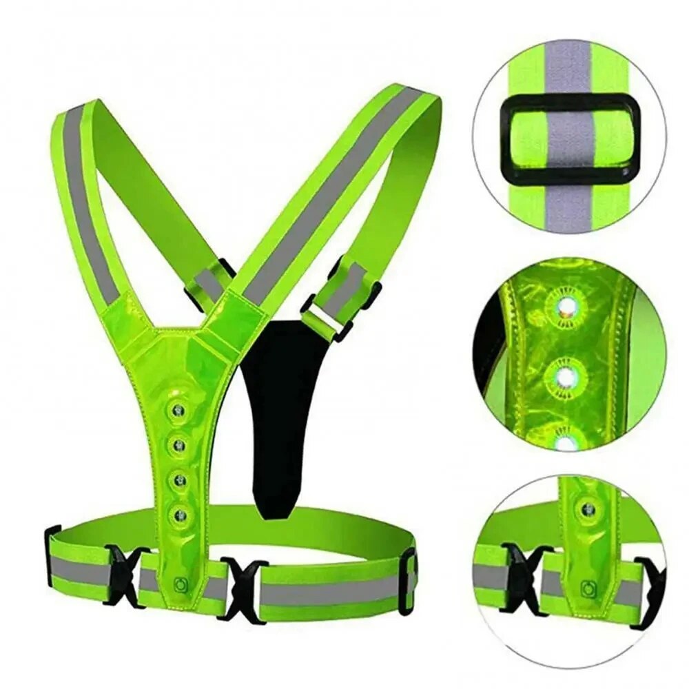 Led correndo colete reflexivo  - Reflective Cycling Vest avaliação e preço